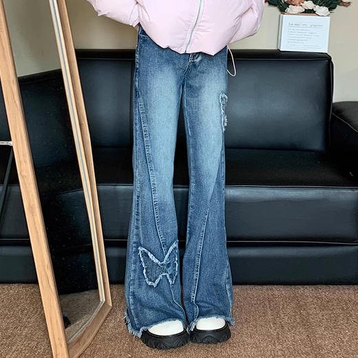 裁缝学苑AS408美式复古蝴蝶刺绣牛仔裤纸样女装裤子马蹄微喇高腰样板 商品图3