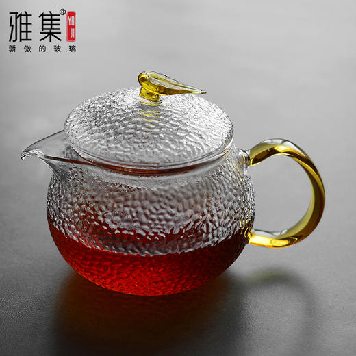 雅集茶具泡茶壶叶钮锤纹壶600ml（琥珀色） 商品图2