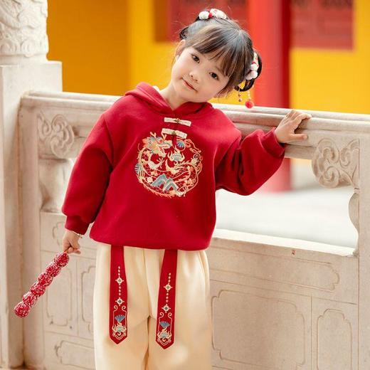 【男女童冬装拜年服两件套】姐弟刺绣套装新款加绒保暖卫衣喜庆表演服两件套 商品图5
