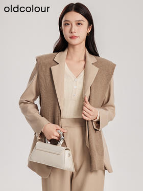 oldcolour春新款卡其色休闲简约职场通勤披肩西装外套女Q110417A1