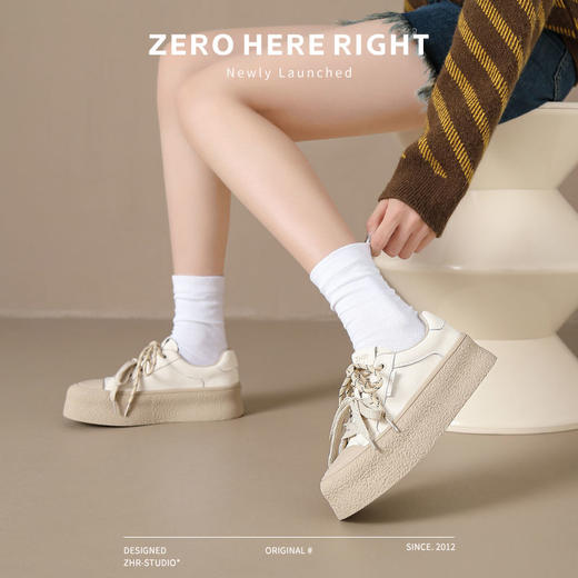 ZHR则则厚底双鞋带休闲鞋软底耐磨女鞋松糕底2024秋ins百搭休闲鞋 商品图6