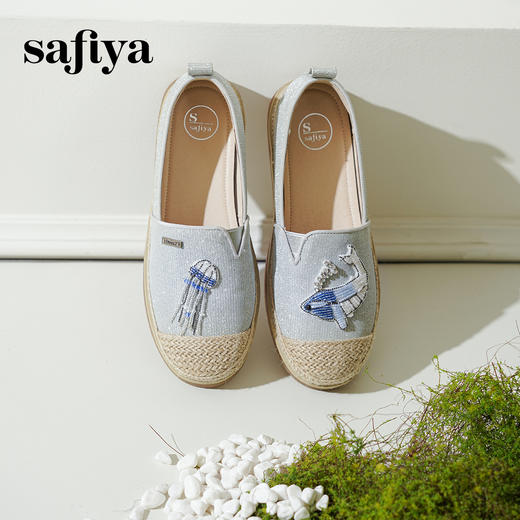 Safiya/索菲娅2025海边日记·小香风立体拼贴平底百搭懒人一脚蹬渔夫鞋SFD1112244 商品图5