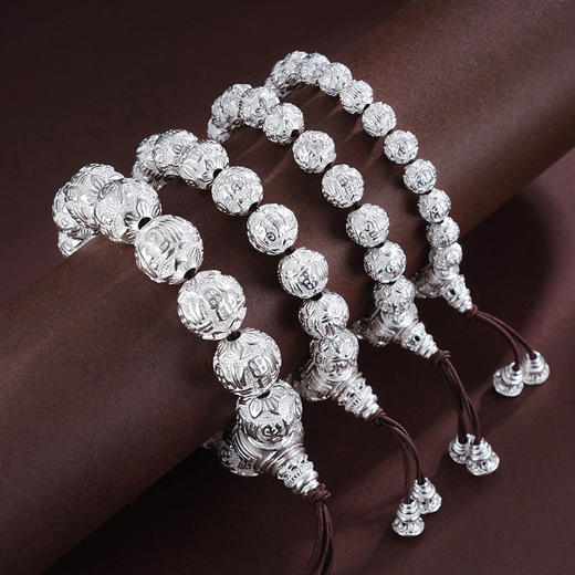 子佩集S990银【百福索绕】手串纯银【HC31142-8】手链原创作品白2501 商品图8