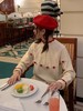浮生八记/24D198/复古北欧一体连肩麻花手工撞色毛球羊毛毛衣 商品缩略图0