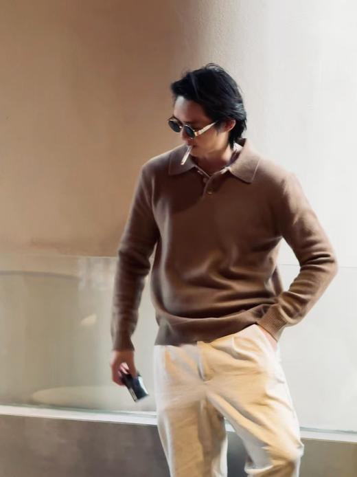 顺丰包邮52547洛诗琳老钱风秋冬精纺polo领长袖羊绒衫1032 商品图2