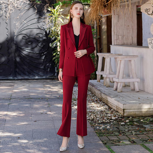 IWY/伦巴红主持人正装红色高级感西装外套女职业套装气质御姐工作服西服CP1877 商品图0