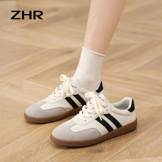 ZHR德训鞋女2024年新款百搭复古休闲鞋运动阿甘鞋厚底低帮板鞋女 商品图5
