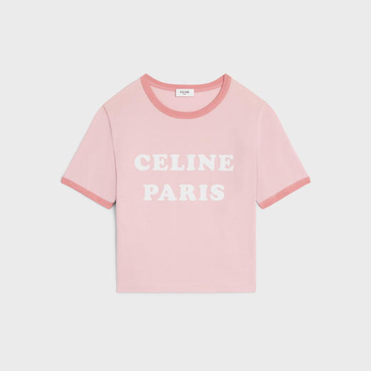 【特价】CE-T 植绒字母撞色粉T恤 商品图0