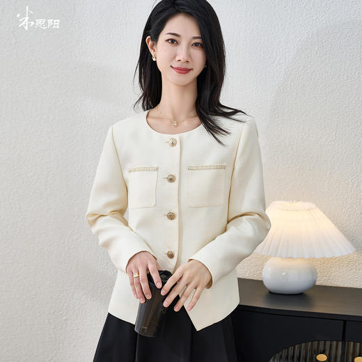 剩S/M/L/XL 米思阳2026春新品小香风外套时尚显瘦修身上衣女5M24CW3535 商品图0