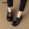 ZHR厚底乐福鞋女鞋秋季新款一脚蹬女鞋英伦风小皮鞋厚底增高 商品缩略图8