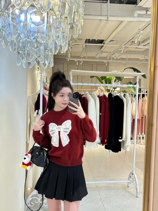 【门店同款】ENJOY冬季“漂亮朋友”氛围感钉珠蝴蝶结毛衣 160598574 商品图1