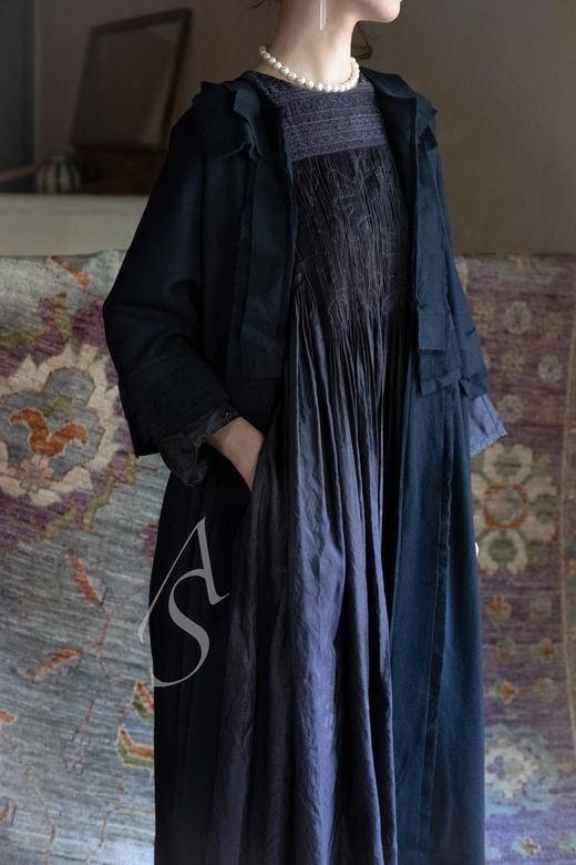 Daniela Gregis  深蓝色羊毛羊绒层叠长外套 商品图1