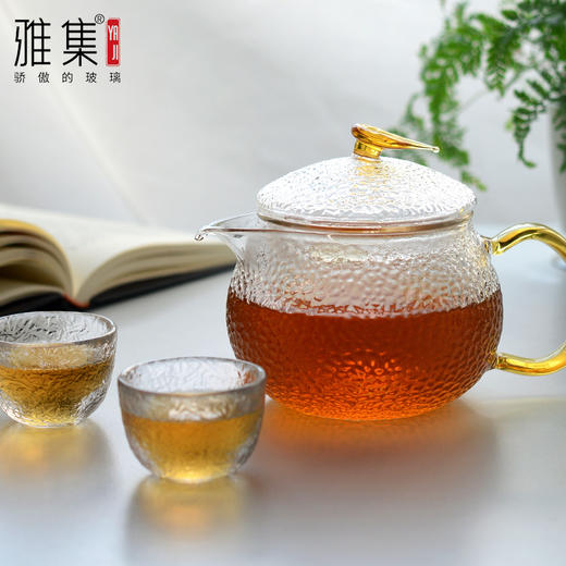 雅集茶具泡茶壶叶钮锤纹壶600ml（琥珀色） 商品图4