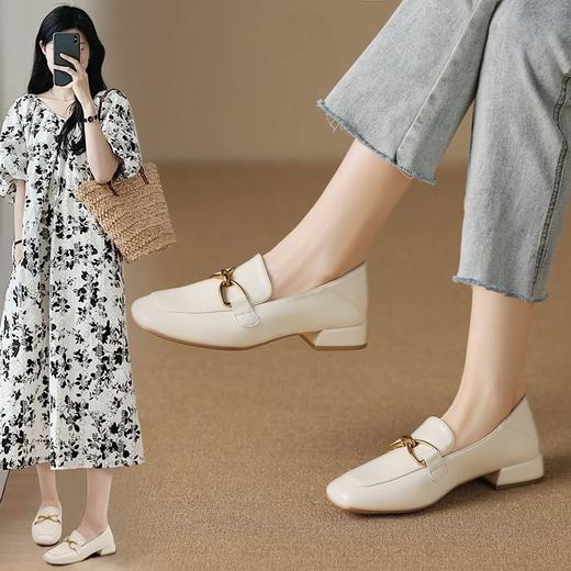 ZHR女鞋浅口单鞋2023新款夏季英伦风小皮鞋女低跟时尚乐福鞋 商品图1