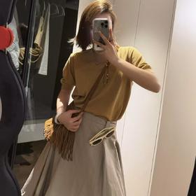 顺丰包邮52646洛诗琳新款经典轻盈丝光羊毛绒针织短袖850