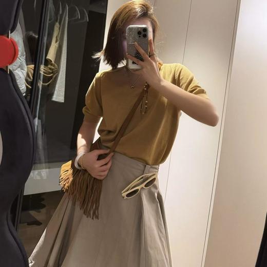 顺丰包邮52646洛诗琳新款经典轻盈丝光羊毛绒针织短袖850 商品图0