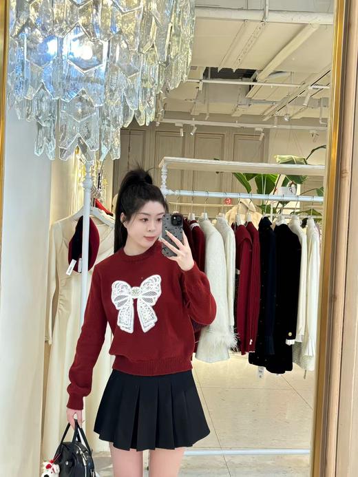 【门店同款】ENJOY冬季“漂亮朋友”氛围感钉珠蝴蝶结毛衣 160598574 商品图0