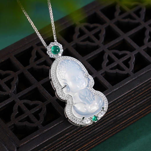 子佩集S925银【一念佛心】吊坠纯银【DZ018130】白玉髓(不含链)2501 商品图1