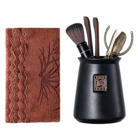 雅集茶具粗陶茶道六君子（黑色）