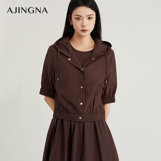 【商场同款】阿菁娜2024春夏新款休闲优雅短款防晒连帽外套A29X107018 商品图4