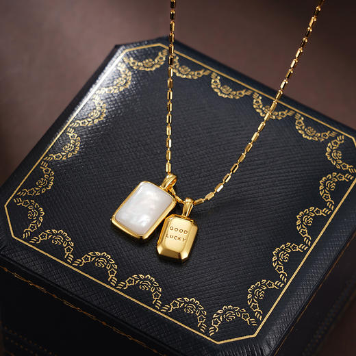 子佩集S925银【幸运缘】项链纯银【AE00023】原创2镀金白贝母2501 商品图0