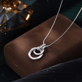 子佩集S925银【环环相生】项链纯银【AE00373】原创2双环2501
