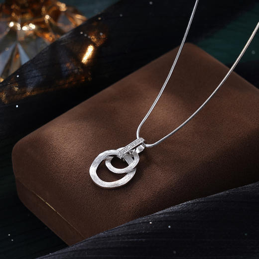 子佩集S925银【环环相生】项链纯银【AE00373】原创2双环2501 商品图1