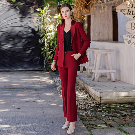 IWY/伦巴红主持人正装红色高级感西装外套女职业套装气质御姐工作服西服CP1877 商品图2