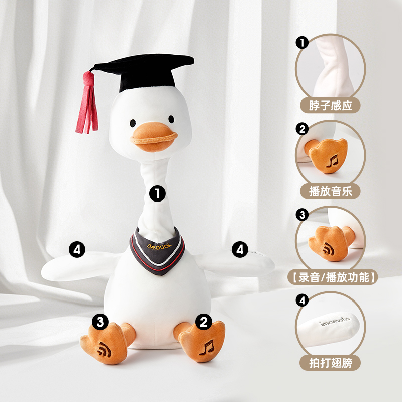 Imomoto 博士鸭复读鸭婴儿玩具会说话毛绒公仔儿童小鸭子安抚玩偶