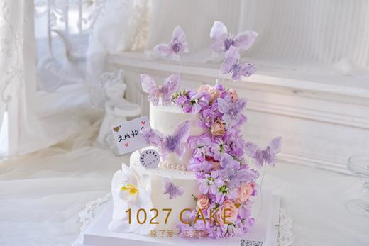 1027CAKE | 双层 鲜花蛋糕  梦幻紫罗兰  蝴蝶 商品图1