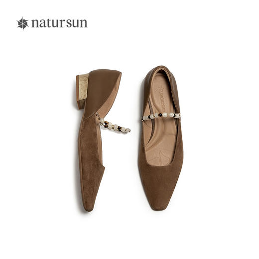 natursun玛丽珍鞋女软糯羊皮绒面低跟小香风浅口单鞋N25130604 商品图3