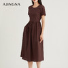 【商场同款】阿菁娜2024春夏新款休闲收腰宽松抽褶连衣裙A29X112025 商品缩略图2
