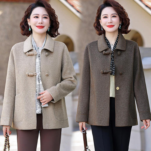 MC 219时尚双面呢外套洋气妈妈中长款呢子大衣 商品图0