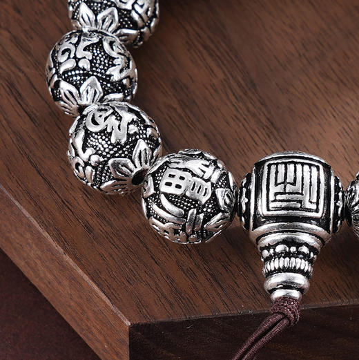 子佩集S990银【百福索绕】手串纯银【HC31146-8】手链原创作品黑2501 商品图7