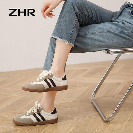 ZHR德训鞋女2024年新款百搭复古休闲鞋运动阿甘鞋厚底低帮板鞋女 商品图7