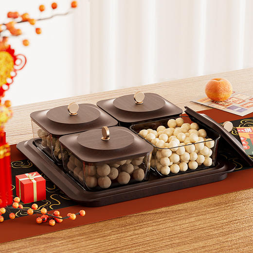 「高颜值！轻奢木纹干果盘」新款居家日用客厅茶几零食坚果糖果收纳整理盒水果盘 商品图3