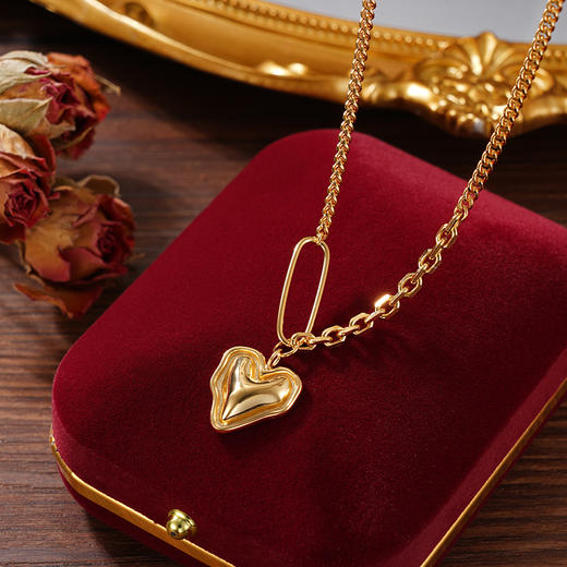 子佩集S925银【浓烈的爱】项链纯银【AJ00247】原创2镀金爱心2501 商品图0