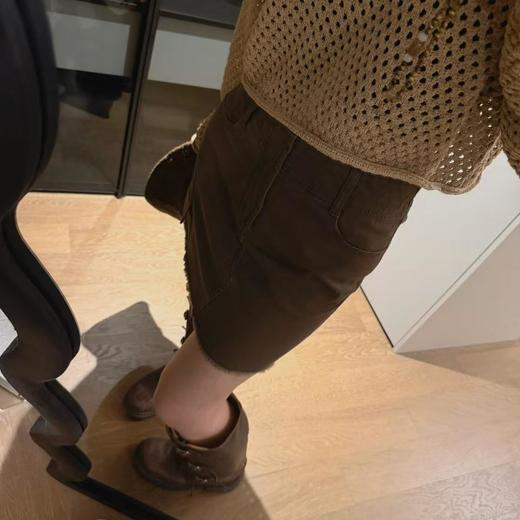 顺丰包邮52434洛诗琳新款复古美式重工洗褪毛边工装短裙865 商品图4