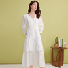 EITIE爱特爱气质V领法式收腰白色七分袖连衣裙2025春季新款A2507527 商品缩略图1