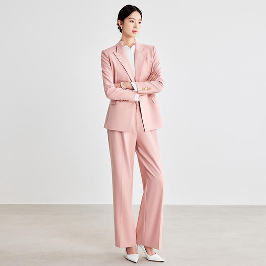 IWY/粉色职业套装女士高级感长袖西装工作服职场通勤女神范西服套裤WCP093 商品图3