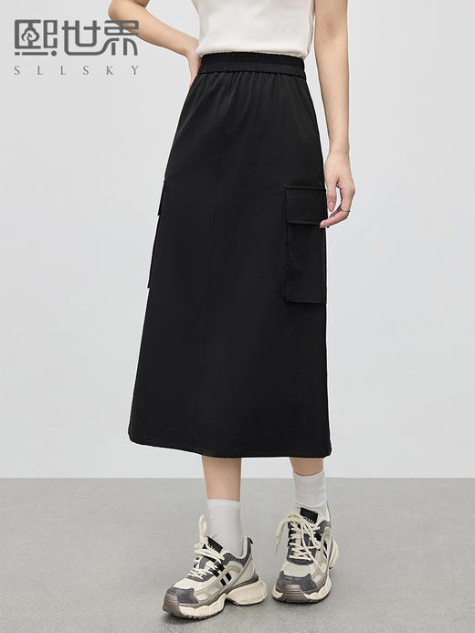 【五折购】熙世界熙世界山系户外工装裙半身裙2025新款松紧腰口袋显瘦休闲直筒裙 商品图0