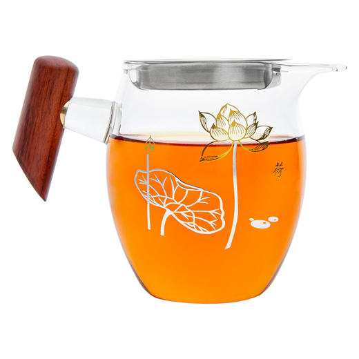 雅集茶具龙胆木把公道杯360ml-带茶隔（荷花款） 商品图0