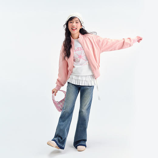 笛莎Deesha青少年女童外套2025春季女童绣花立领外套 商品图1