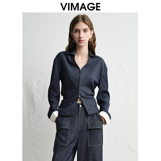 VIMAGE纬漫纪时尚显瘦简约通勤百搭收腰衬衫上衣春季新款V2313908 商品图5