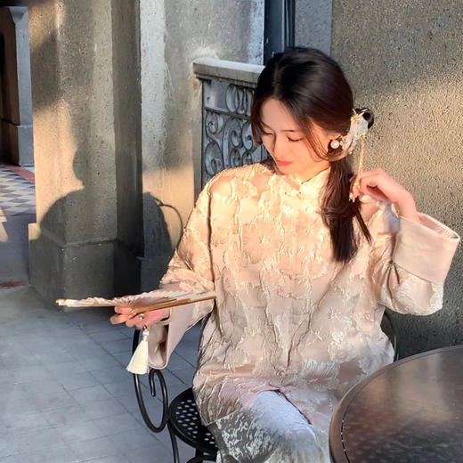 金蘑菇菇 桃之夭夭 灼灼其华/新中式外套 重工双绣缎面万针刺绣 商品图1