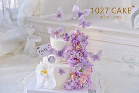 1027CAKE | 双层 鲜花蛋糕  梦幻紫罗兰  蝴蝶