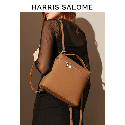 HarrisSalome 牛皮百搭饭盒包软皮小包小号单肩斜挎大号双肩背可选 商品图11