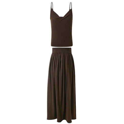 三彩2025春季新款针织套装吊带修身高腰半身裙长裙两件套S 商品图4