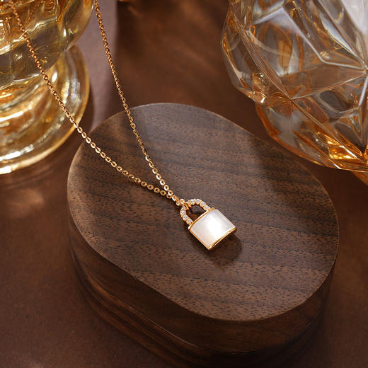 子佩集S925银【缔结契约】套链纯银【KK426P】时尚镀金项链锁白贝母2501 商品图3