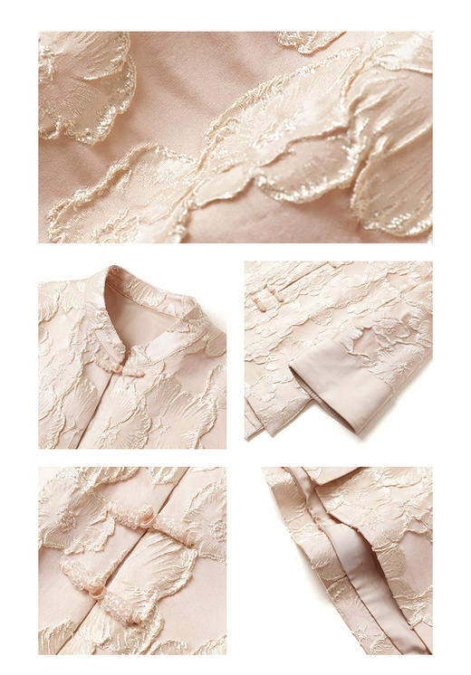 金蘑菇菇 桃之夭夭 灼灼其华/新中式外套 重工双绣缎面万针刺绣 商品图3